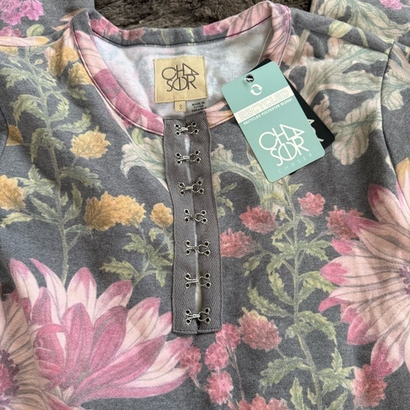 Chaser Henley Soft floral jumpsuit drawstring waist Lounge Recycled material S - Picture 6 of 11